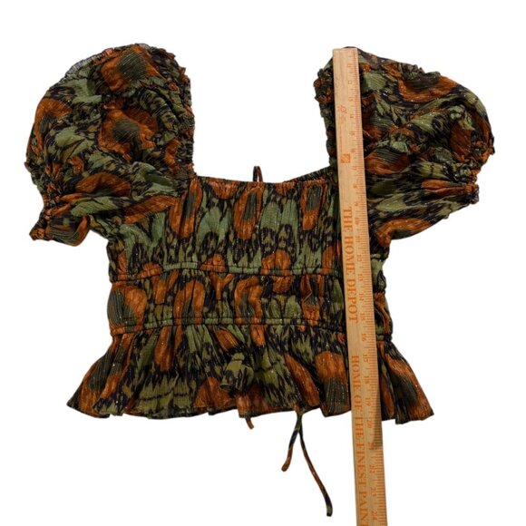 Ulla Johnson Medha Lurex Puff Sleeve Blouse Nocturne Print Size 8 - Picture 9 of 10